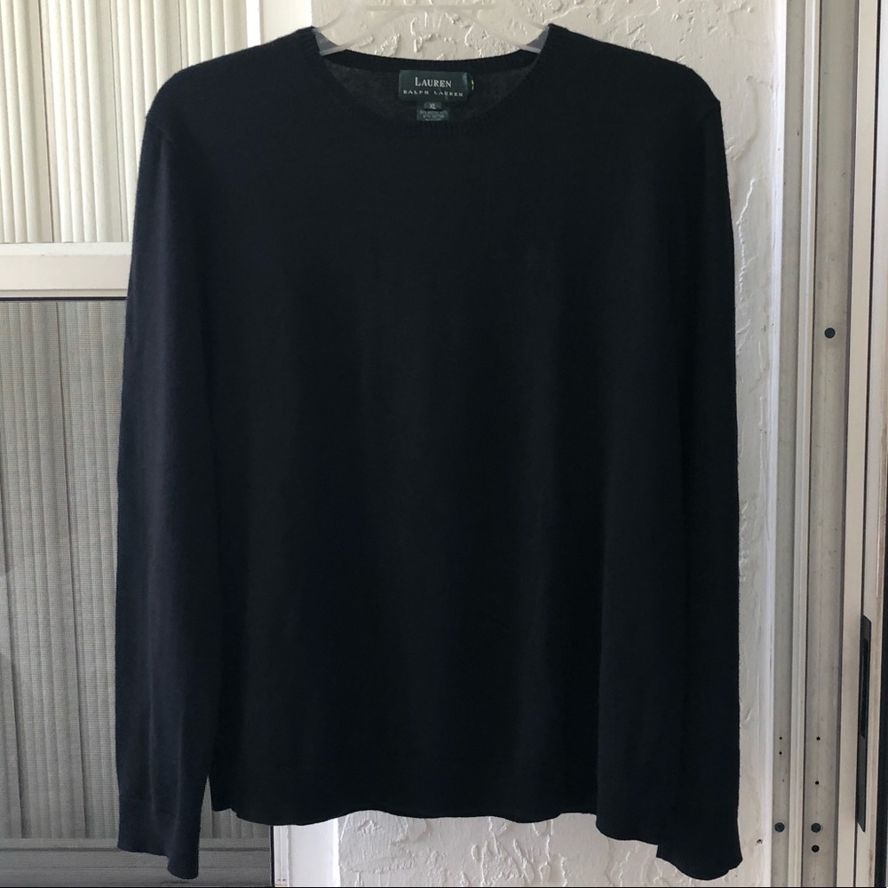 NWOT RL BLACK CREW NECK SWEATER XL GREEN LABEL XL